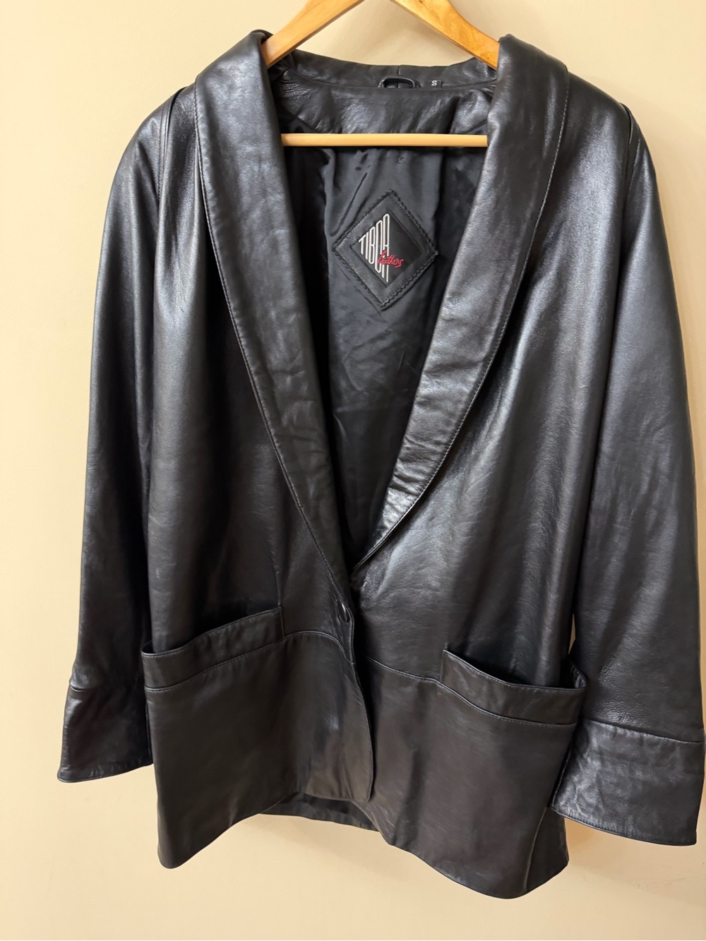 Vintage 1980s Tibor Leather Women’s Blazer Jacket, Size S